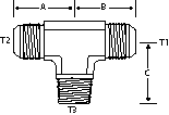 TEE -5 M-JIC X -5 M-JIC X 1/8" M-NPT