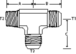 FRG TEE -14 MJIC X 3/4 MNPT X -14 MJIC
