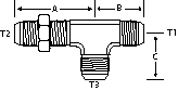 -20 M-JIC BULKHEAD RUN TEE C/W LOCKNUT