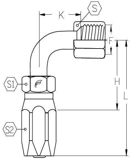 1/4" R5 REUSABLE X -5 FJIC 90 DEGREE