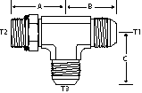 TEE -12 M-JIC X -8 M-ORB X -12M-JIC