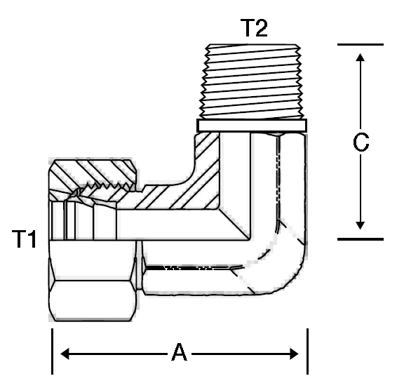 90 DEGREE 6MM TUBE X 2MM M-BSPT - LIGHT