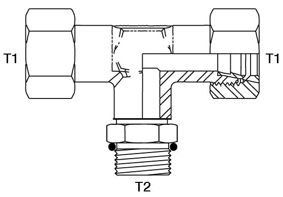 BRANCH TEE 14MM TUBE X 20MM MALE METRIC