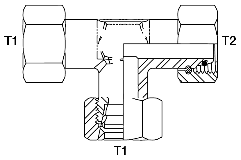 RUN TEE 6MM TUBE X 14MM FEMALE METRIC
