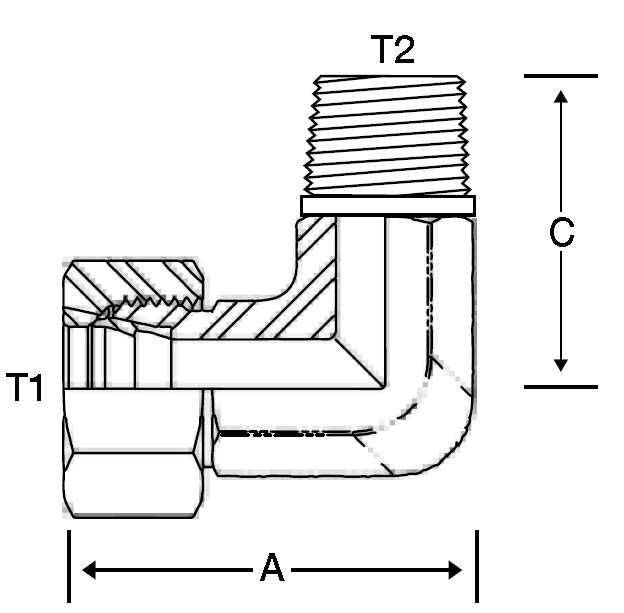 90 DEGREE 8MM TUBE X 1/4" M-NPT - HEAVY