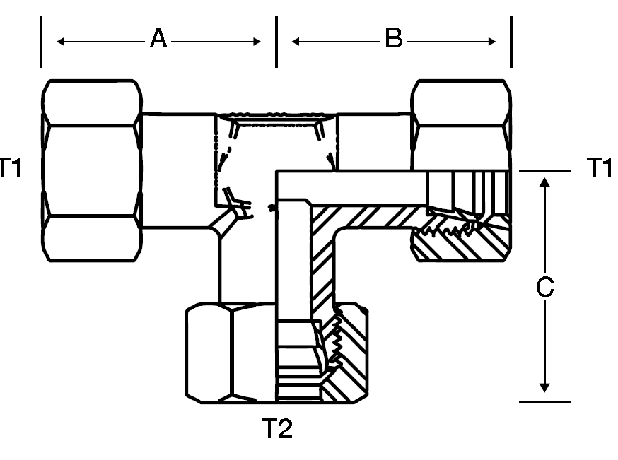 UNION TEE - 18MM TUBE X 18MM TUBE -