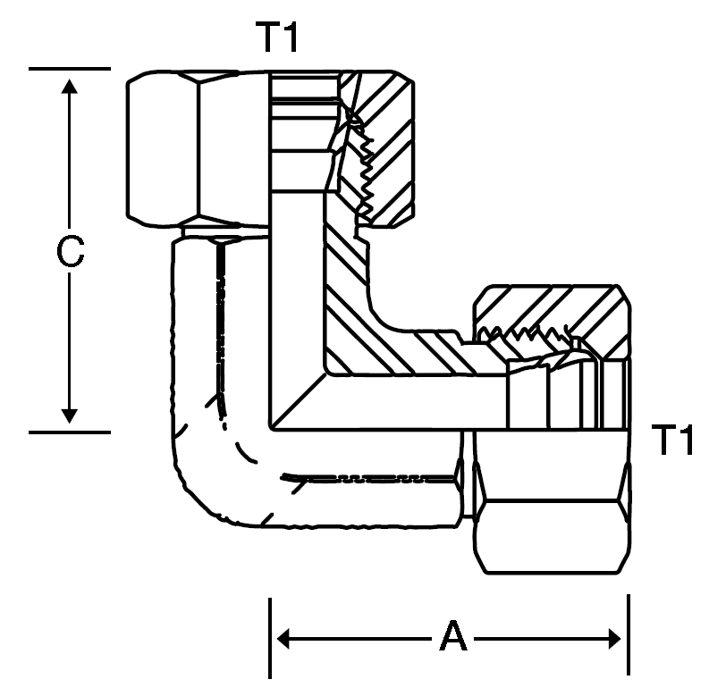 10MM TUBE/10MM TUBE - 90 DEG. ELBOW -