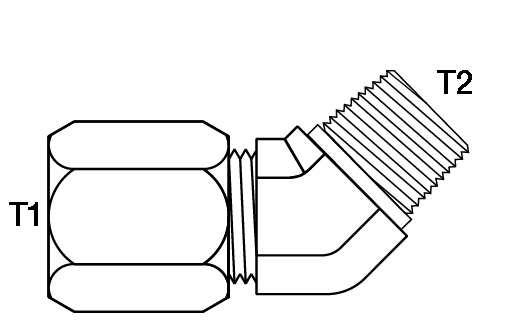 45 DEGREE 1/2" FLARELESS X 3/8" M-NPT