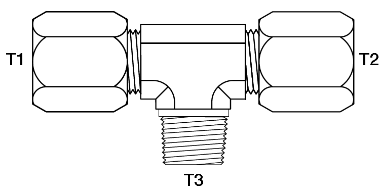 BRANCH TEE 5/8" FLARELESS X 1/2" M-NPT