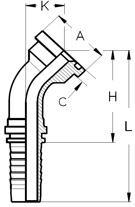 3" R4 BARB 45 ELBOW  X 3" CODE 61