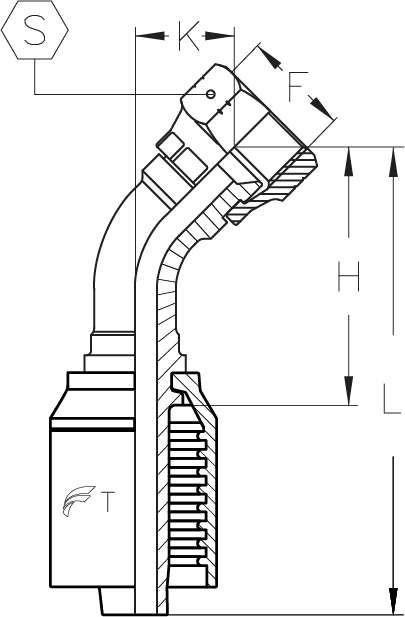 3/8" INSERT X -6 FSAE 45 DEGREE