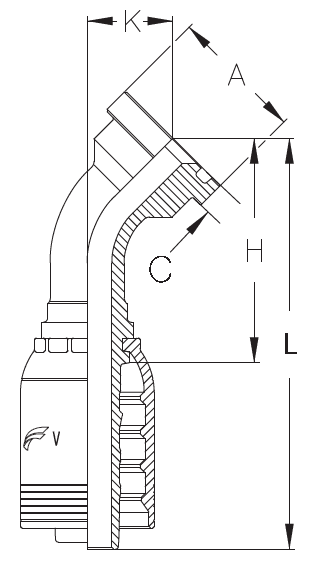 1" INSERT X 45 DEGREE 3/4" FLG CODE 61