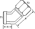 45 DEGREE 1-1/2" F-NPT X 1-1/2" F-NPSM