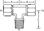 TEE 1/8" M-NPT X 1/8"F-NPSM X 1/8"