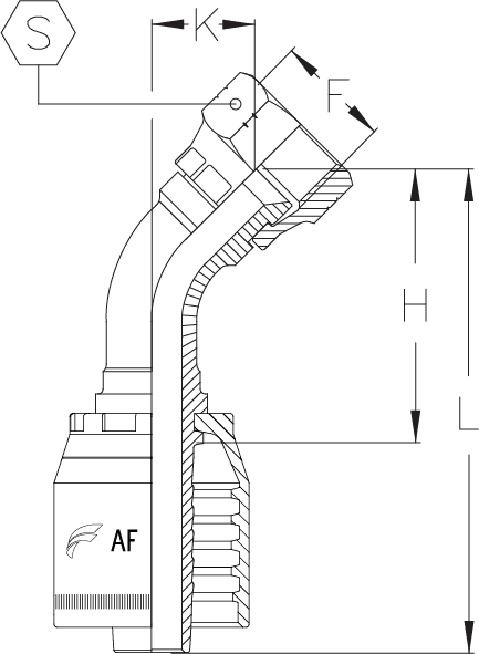 1" INSERT X -16 FEMALE JIC 45DEG