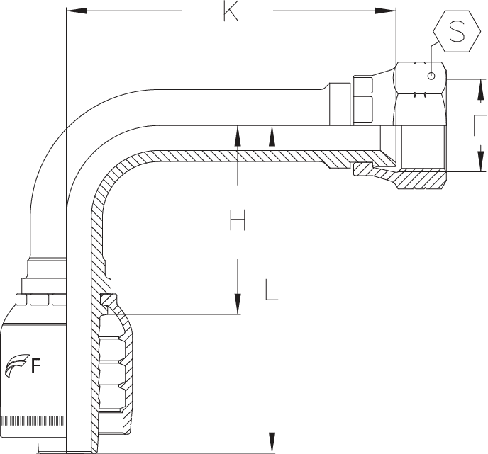 1/2" INSERT X 90 DEG Long -10 FEMALE