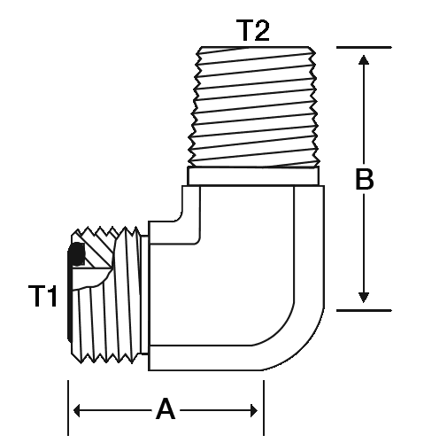 90 DEGREE -8 M-ORFS X 1/4" M-NPT