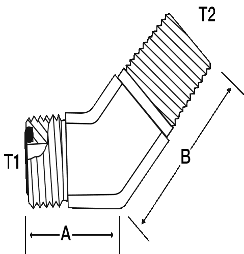 45 DEGREE 1/2" M-ORFS X 3/8" M-NPT
