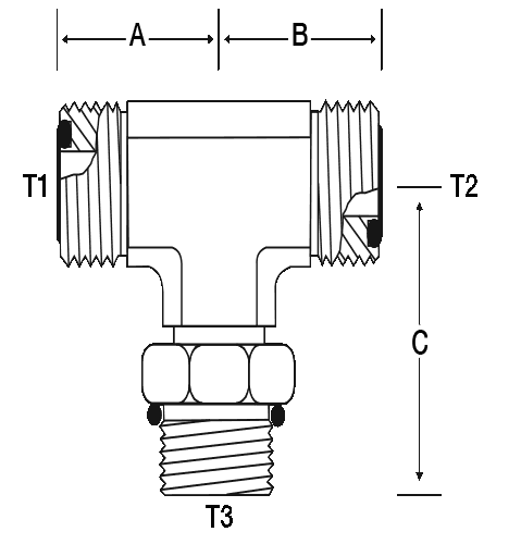BRANCH TEE -20 M-ORFS X -20 M-ORFS X