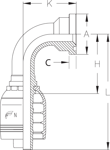 2" INS X 90 DEG 1-1/2" FLG(61) - 105MM