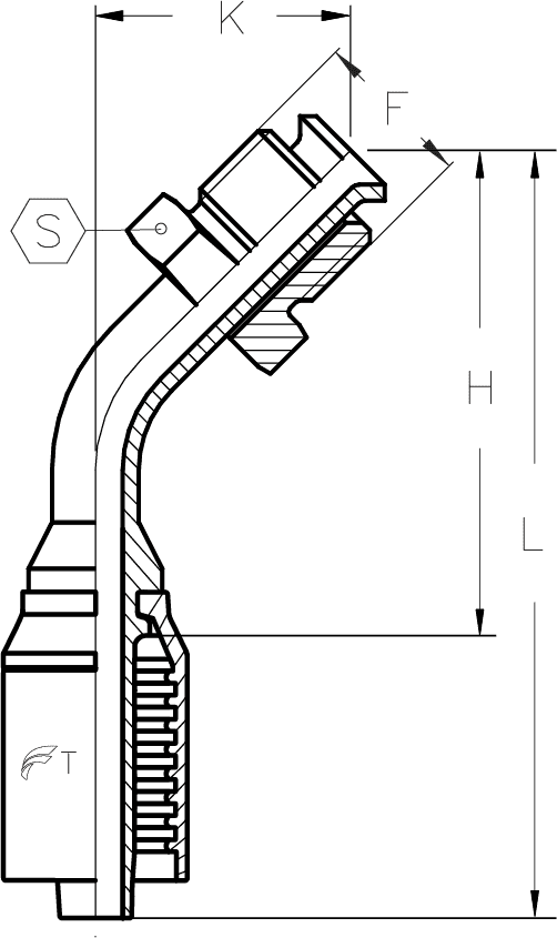 1/4" INSERT X 45 DEGREE -4 MALE INV