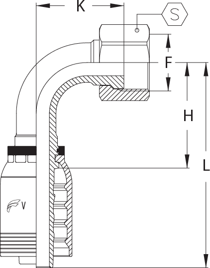 3/4" INSERT X -16 FORFS 90 DEGREE