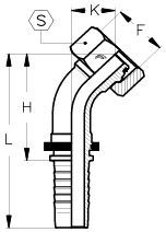 3/16" INSERT X 45 DEGREE FEM DKOL M14 X