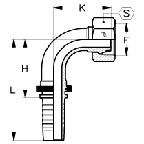 3/16" INSERT X 90 DEGREE FEM DKOS M14 X